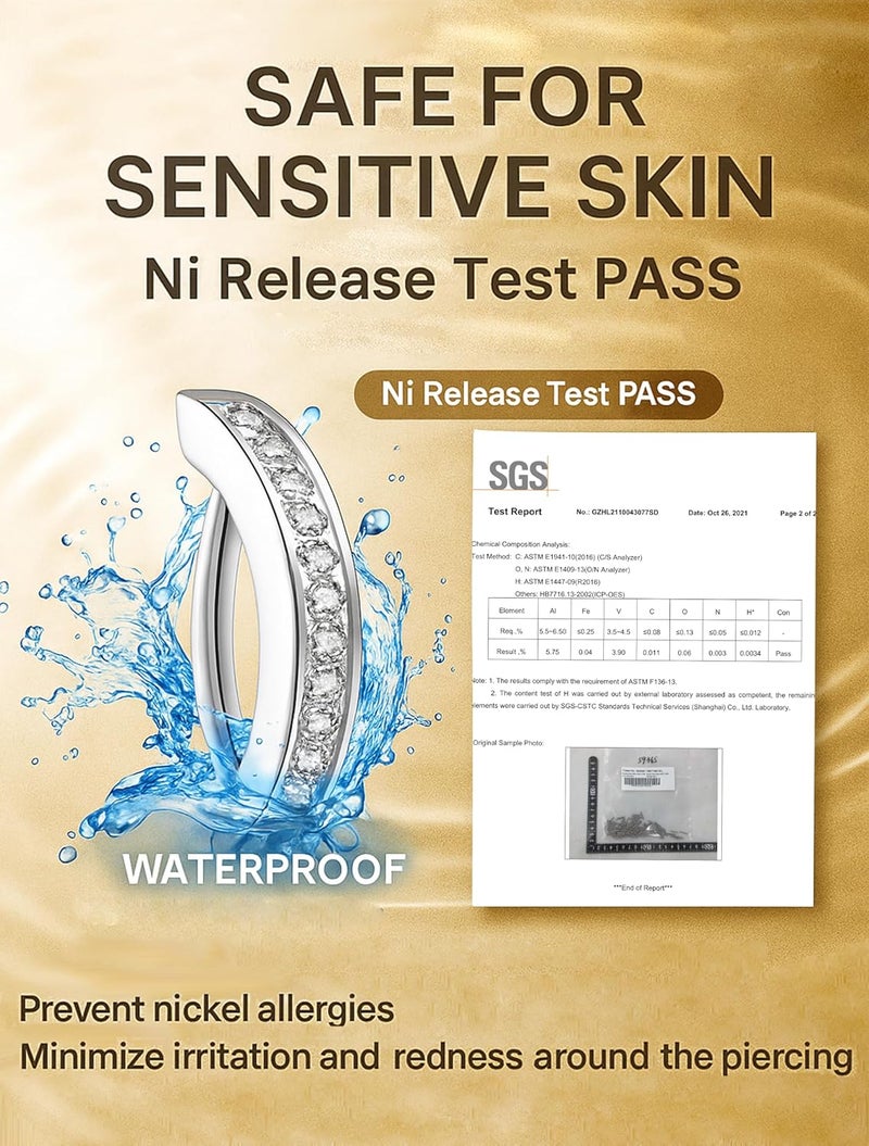 VOJO 14G G23 Titanium Clicker Belly Button Ring,10/12mm Reverse Curved Hoop Navel Barbell Piercing Jewelry - Image 2